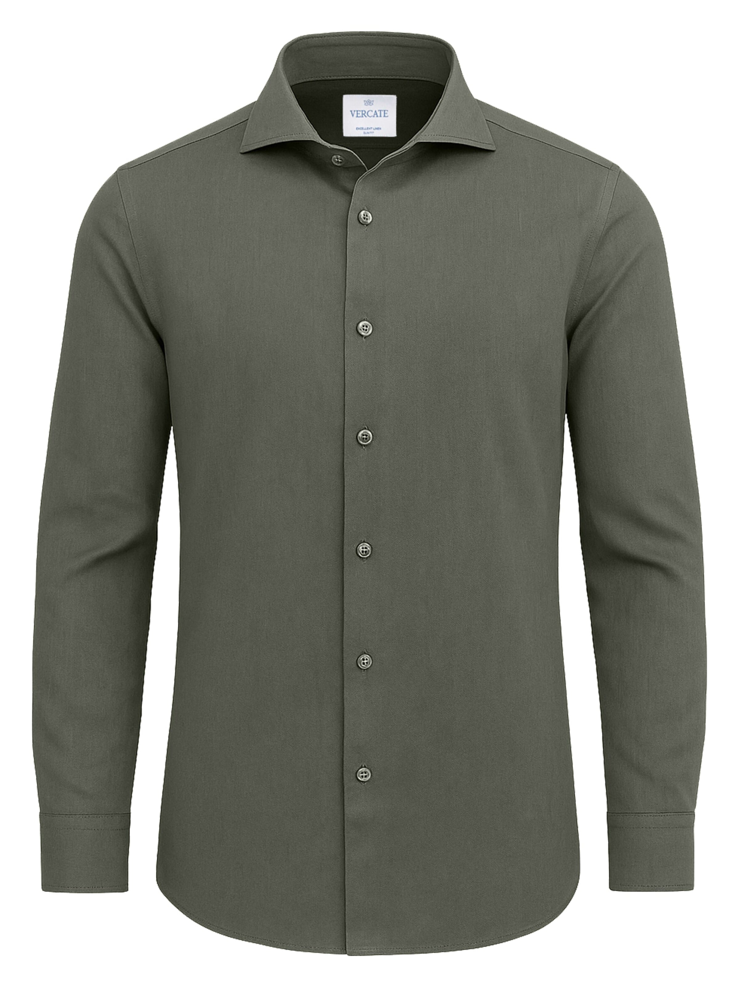 Vercate - Slim Fit Camisa clássica 'No. 25' em verde: frente