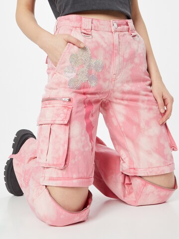 Wide leg Jeans cargo 'MALIA' di GUESS in rosa