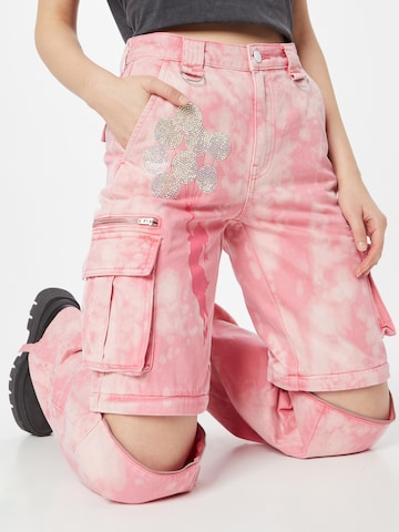 GUESS Wide leg Cargo Jeans 'MALIA' in Pink