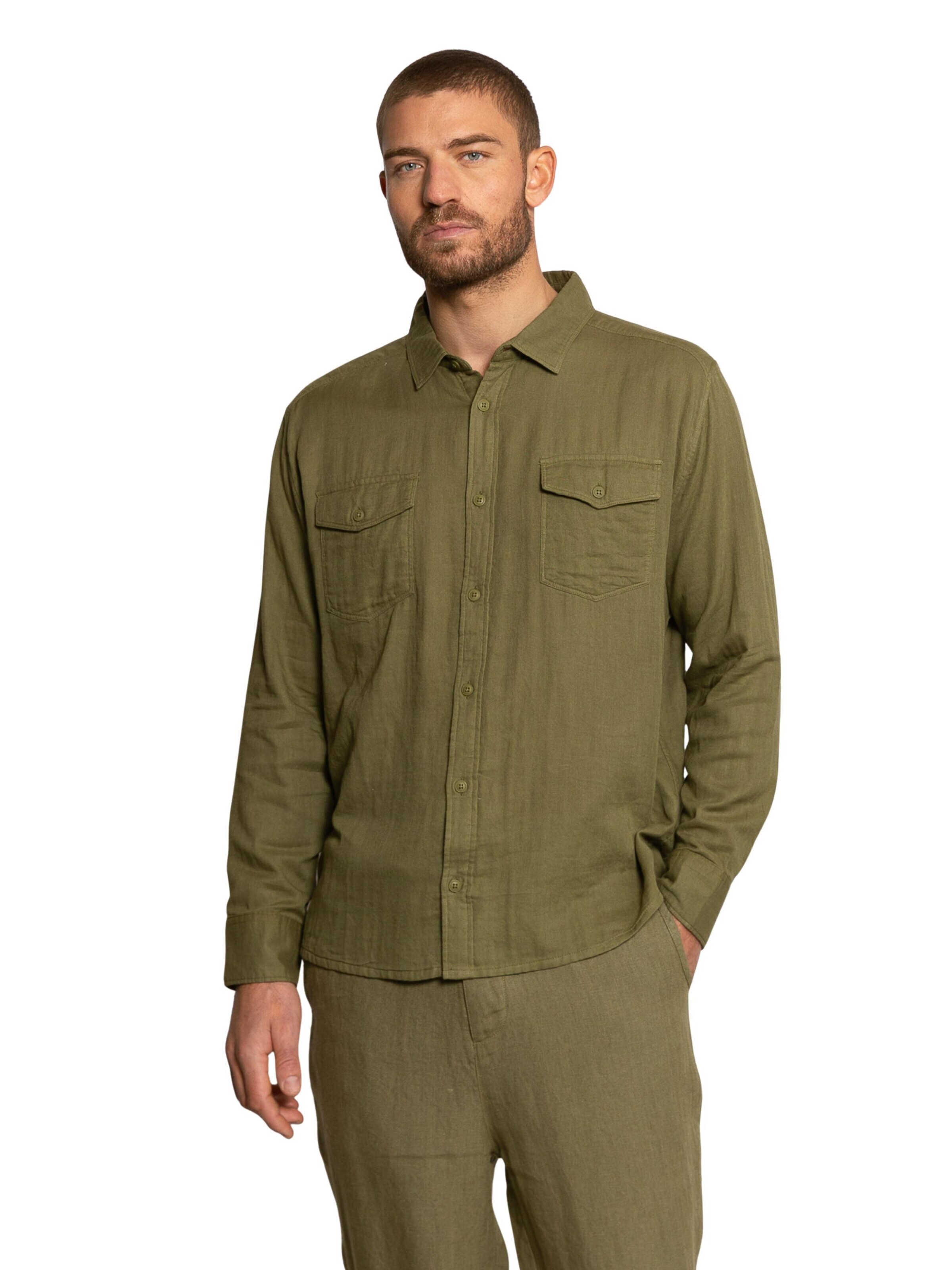 Coupe regular Chemise LDB en gris : devant