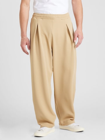 TOPMAN Wide leg Veckad byxa i beige: framsida