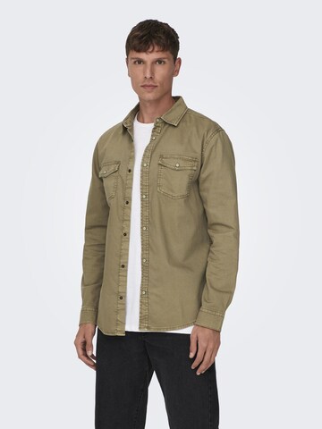 Only & Sons Comfort Fit Skjorte 'Bane' i brun: forside