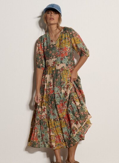 Apricot Patchwork Floral Midi Dress ' ' in 34 in khaki, Produktansicht