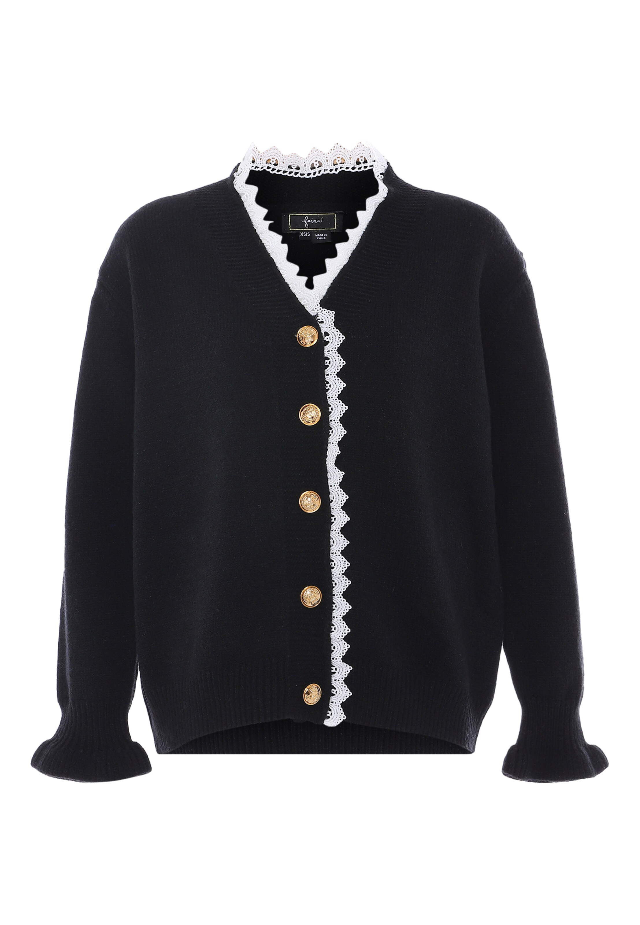 faina Плетена жилетка в черно: отпред