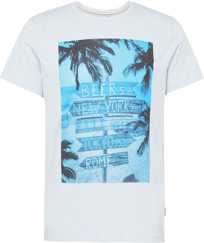 BLEND T-Shirt in Blau Azur Hellblau