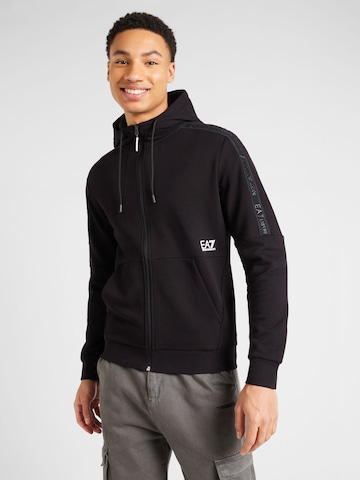 Veste de survêtement EA7 Emporio Armani en noir : devant