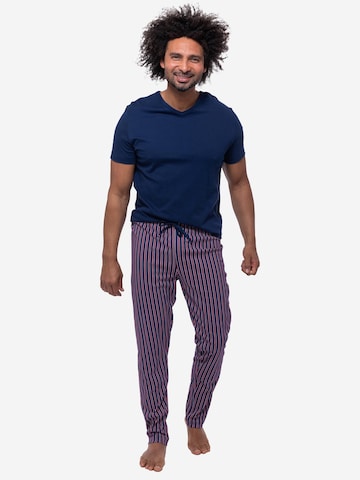 Mey Pyjama kurz 'Graphic Stripes' in Blau