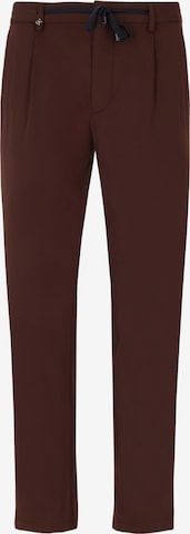 Distretto12 Tapered Pleated Pants in Brown: front