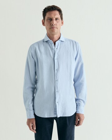 Scalpers Regular Fit Vintage Linen Shirt ' ' in Blau