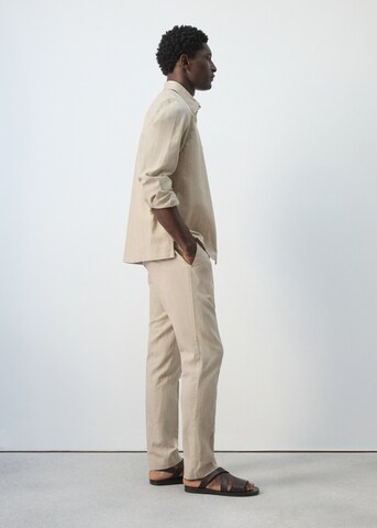 MANGO MAN Slim fit Pleated Pants 'Rainier' in Beige