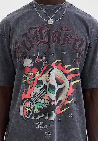 Ed Hardy T-Shirt 'Skull Out Of Hell' in Grau