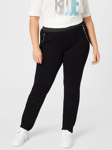 SAMOON Slim fit Pants in Black: front