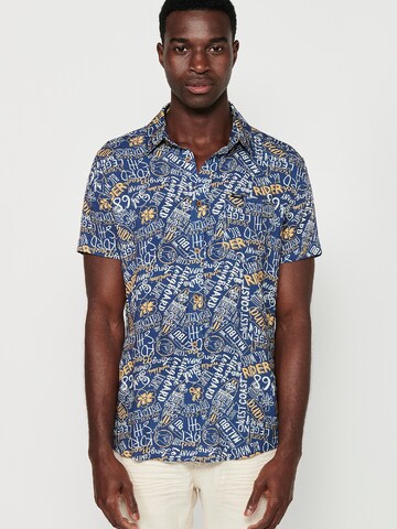 KOROSHI Regular fit Button Up Shirt in Blue: front