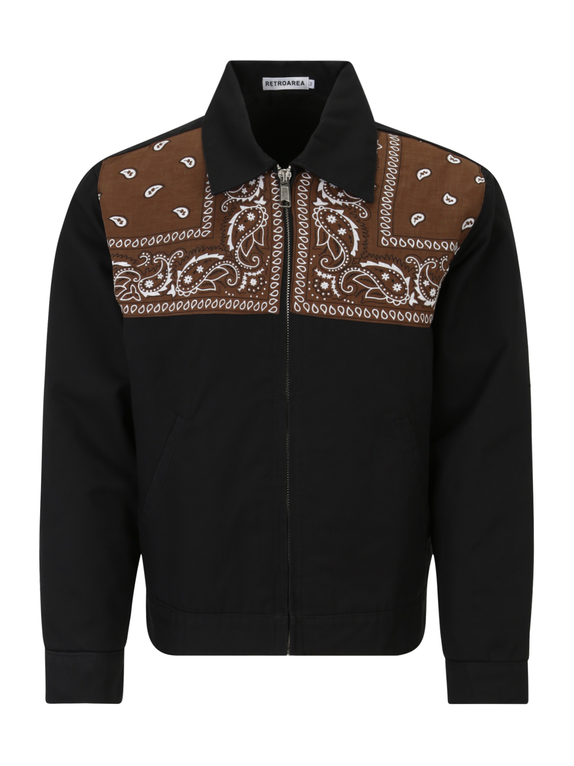 RETROAREA Sweatjacke 'Harrington' in Schwarz: Vorderseite