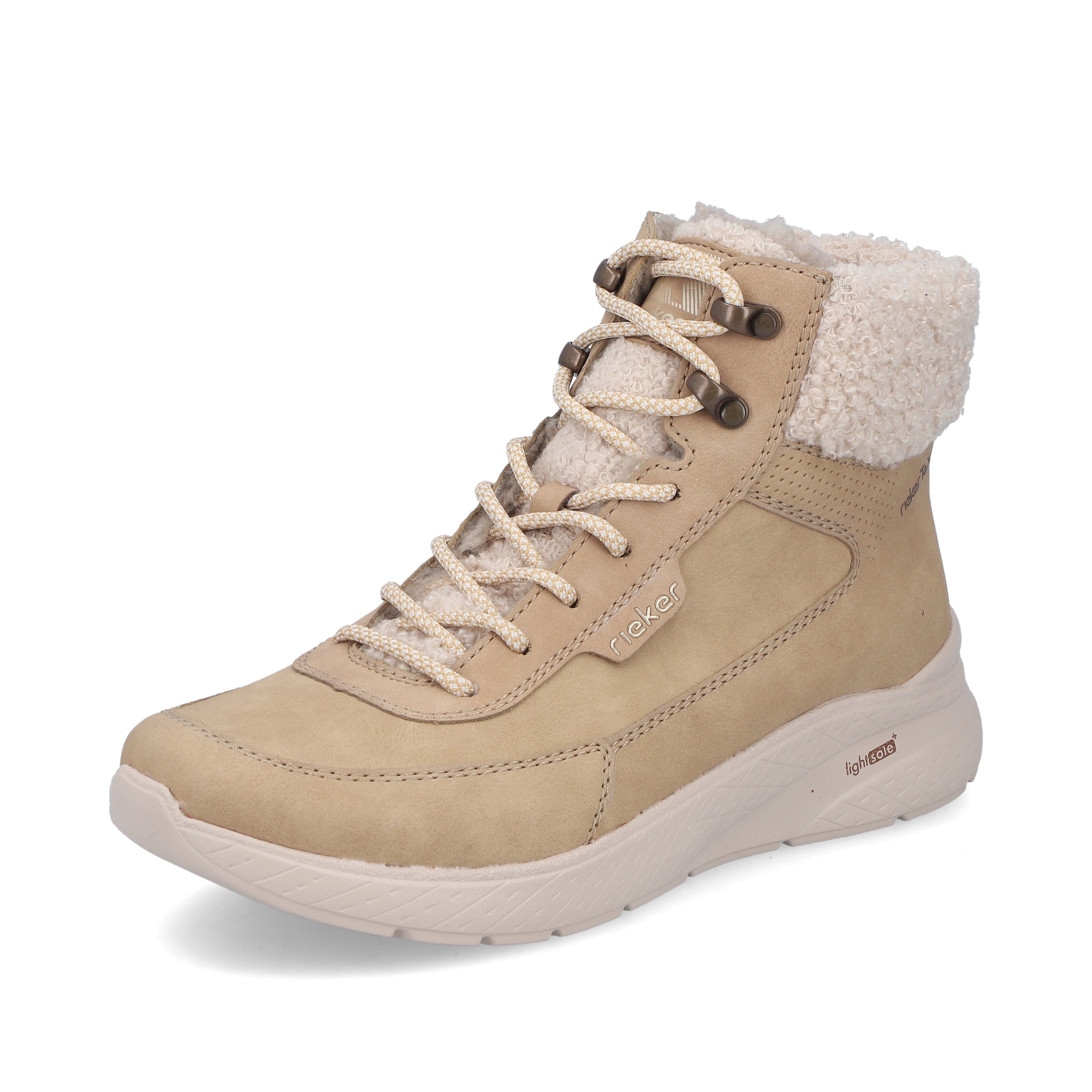 Baskets hautes Rieker en beige : devant