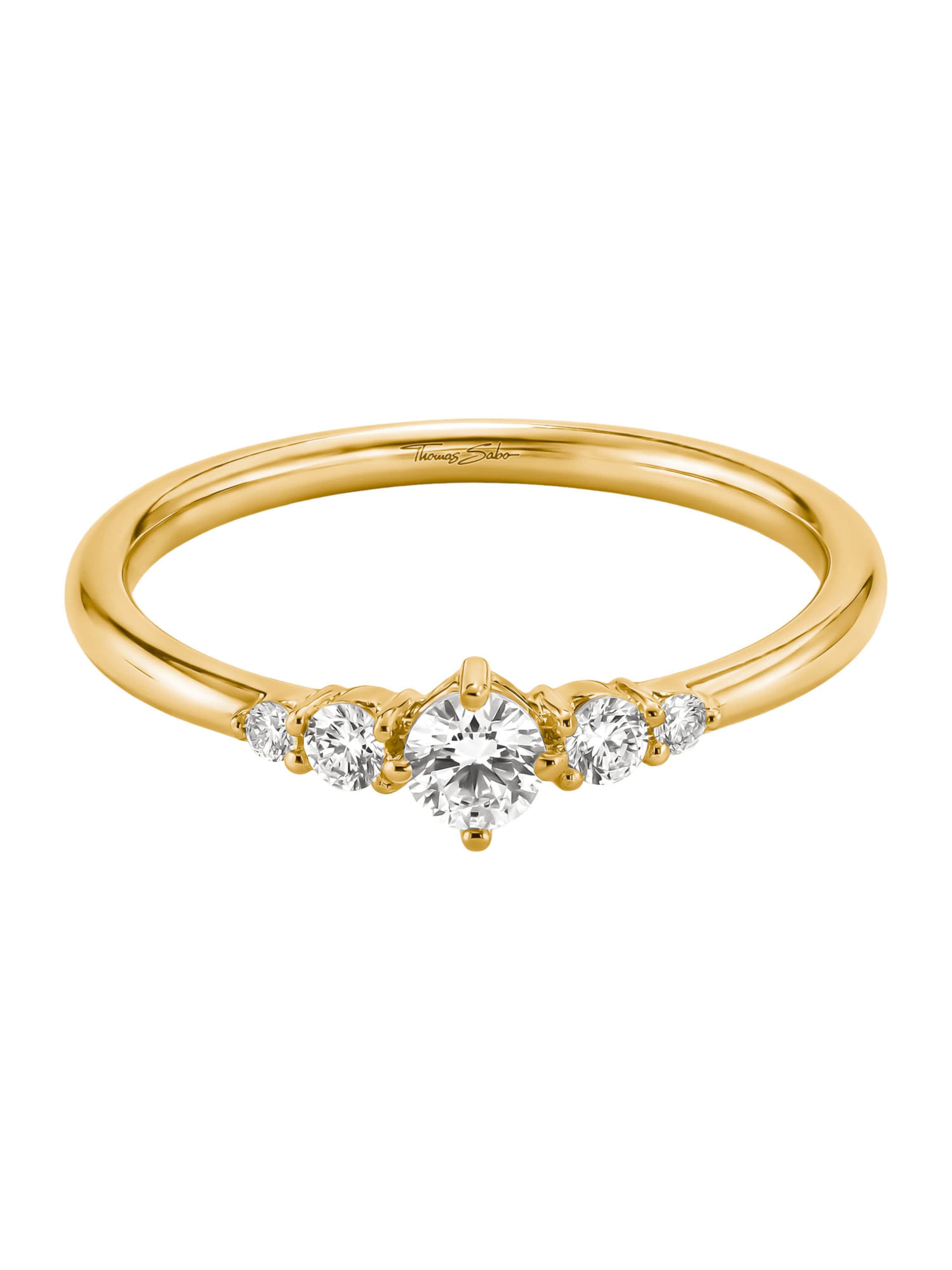 Thomas Sabo Ring mit weißem Zirkonia in Gold: Vorderseite
