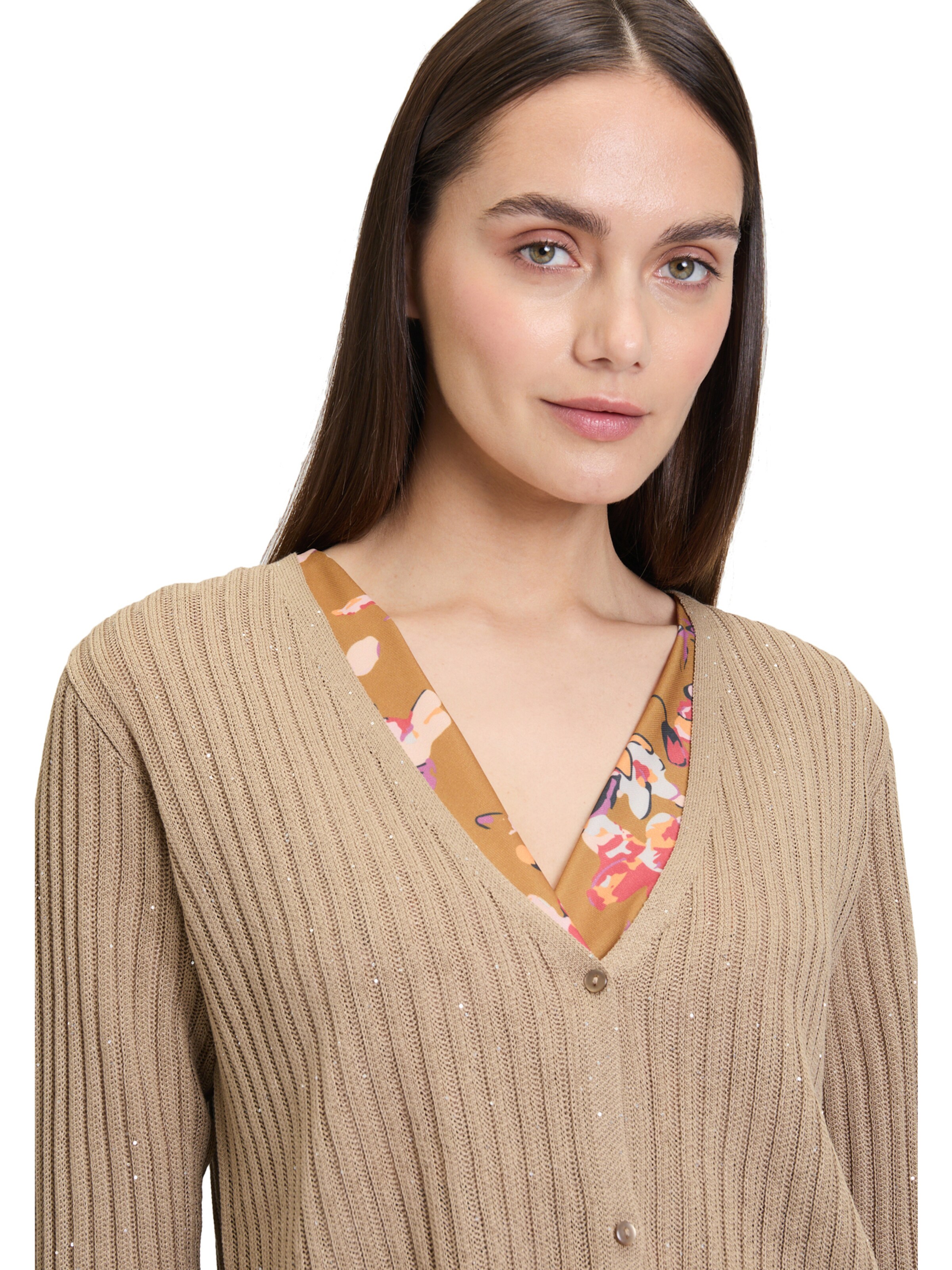 Cartoon Strickjacke in Beige