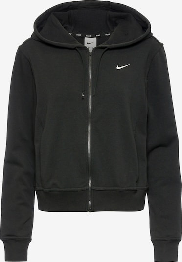 NIKE Sports sweat jacket 'ONE' in Black / Off white, Item view