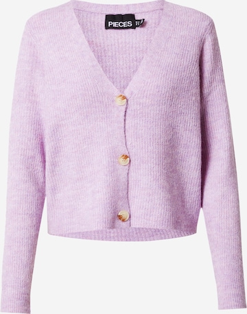 PIECES Knit Cardigan 'Ellen' in Purple: front