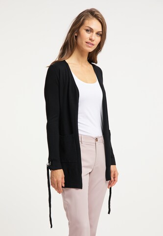 usha BLACK LABEL Knit Cardigan in Black: front