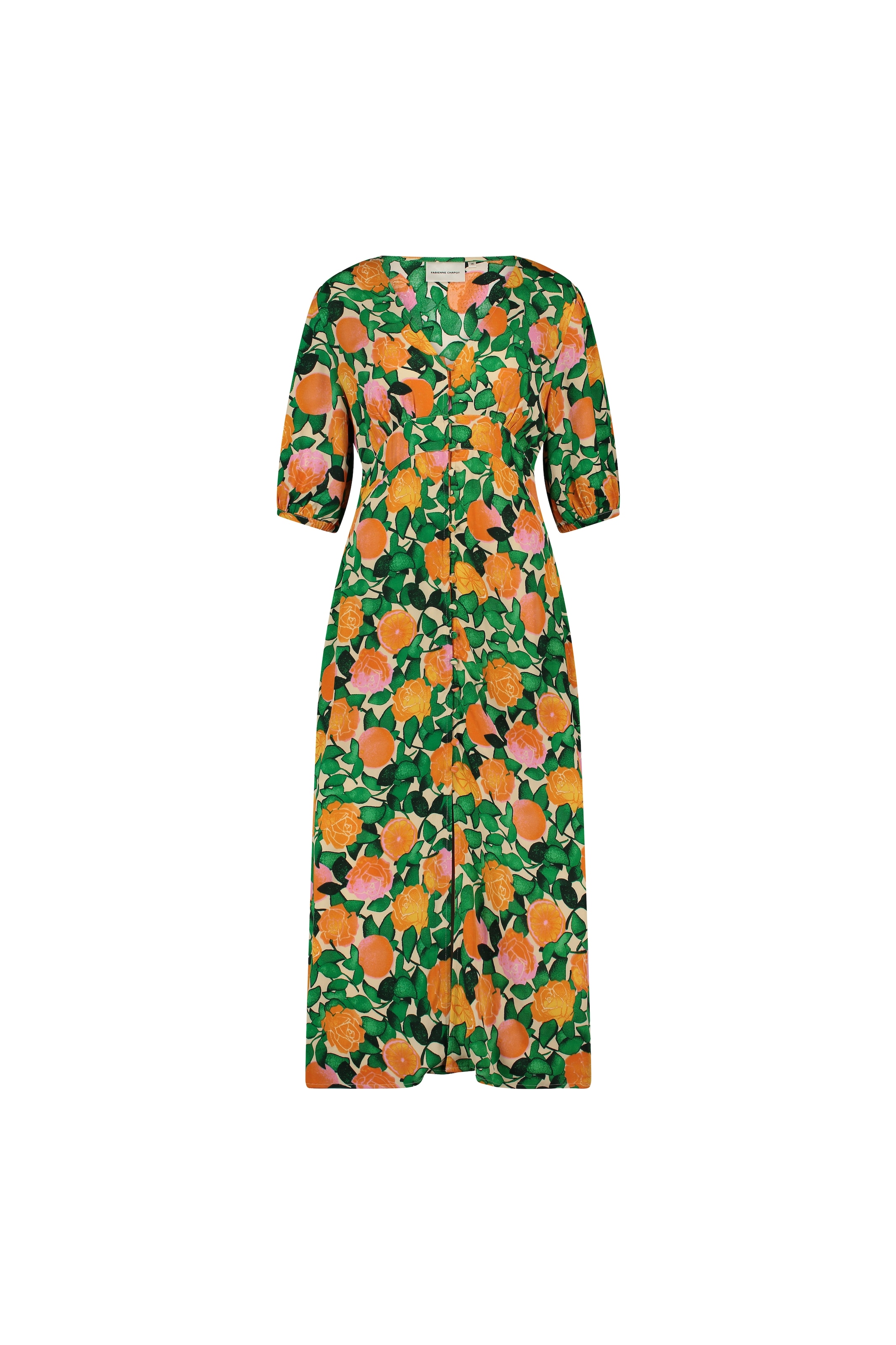 Fabienne Chapot Jurk in de kleur Crème / Groen / Oranje / Pink, Productweergave