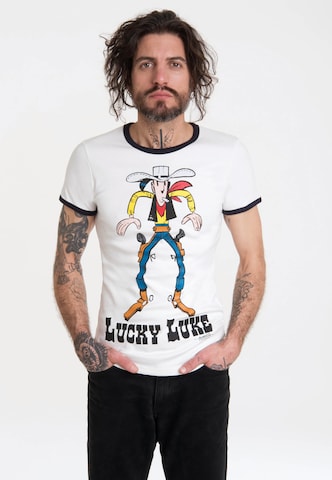LOGOSHIRT Shirt 'Lucky Luke' in Wit: voorkant