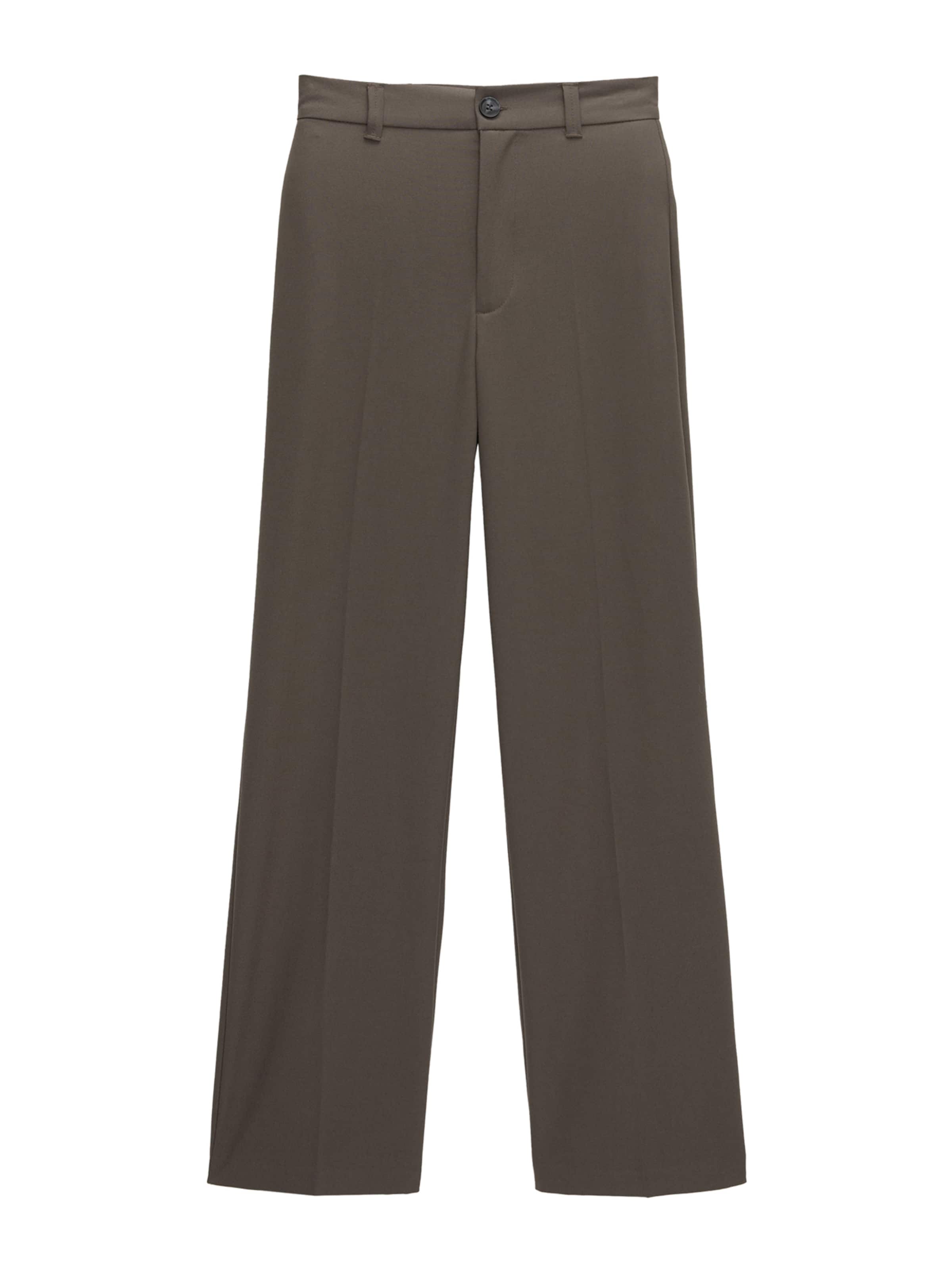 Pull&Bear Široke hlačnice Hlače na rob | rjava barva: sprednja stran