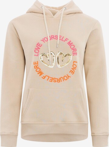 Sweat-shirt 'Love Peace Hope' Zwillingsherz en beige : devant