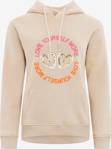 Zwillingsherz Sweatshirt 'Love Peace Hope' i beige: forside