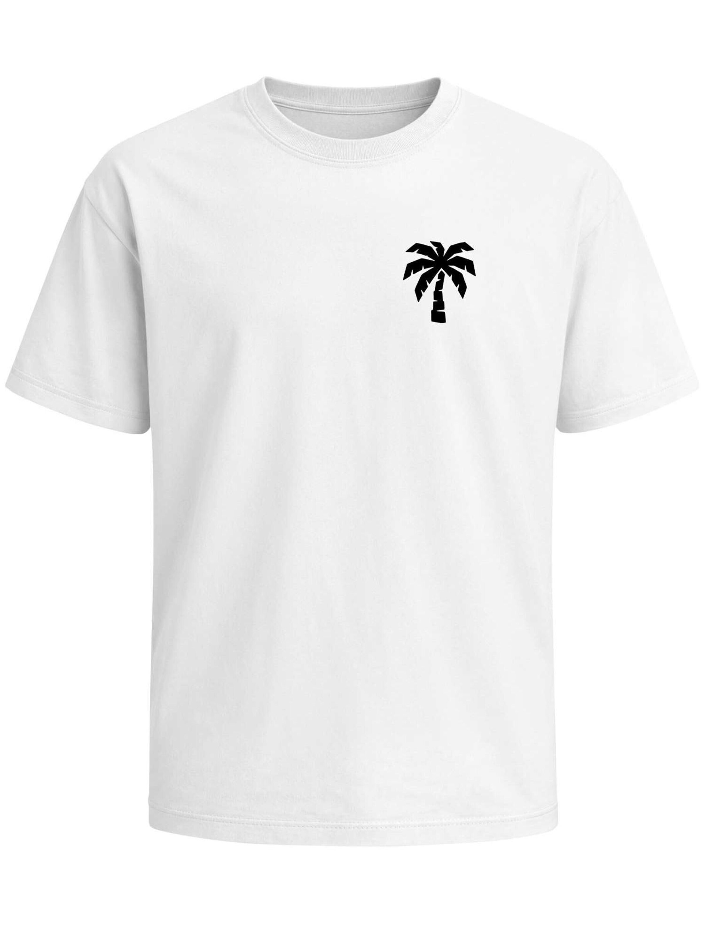 Neverless Shirt 'Minimalistic Palm' in White: front