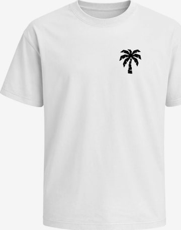 Neverless Shirt 'Minimalistic Palm' in White: front