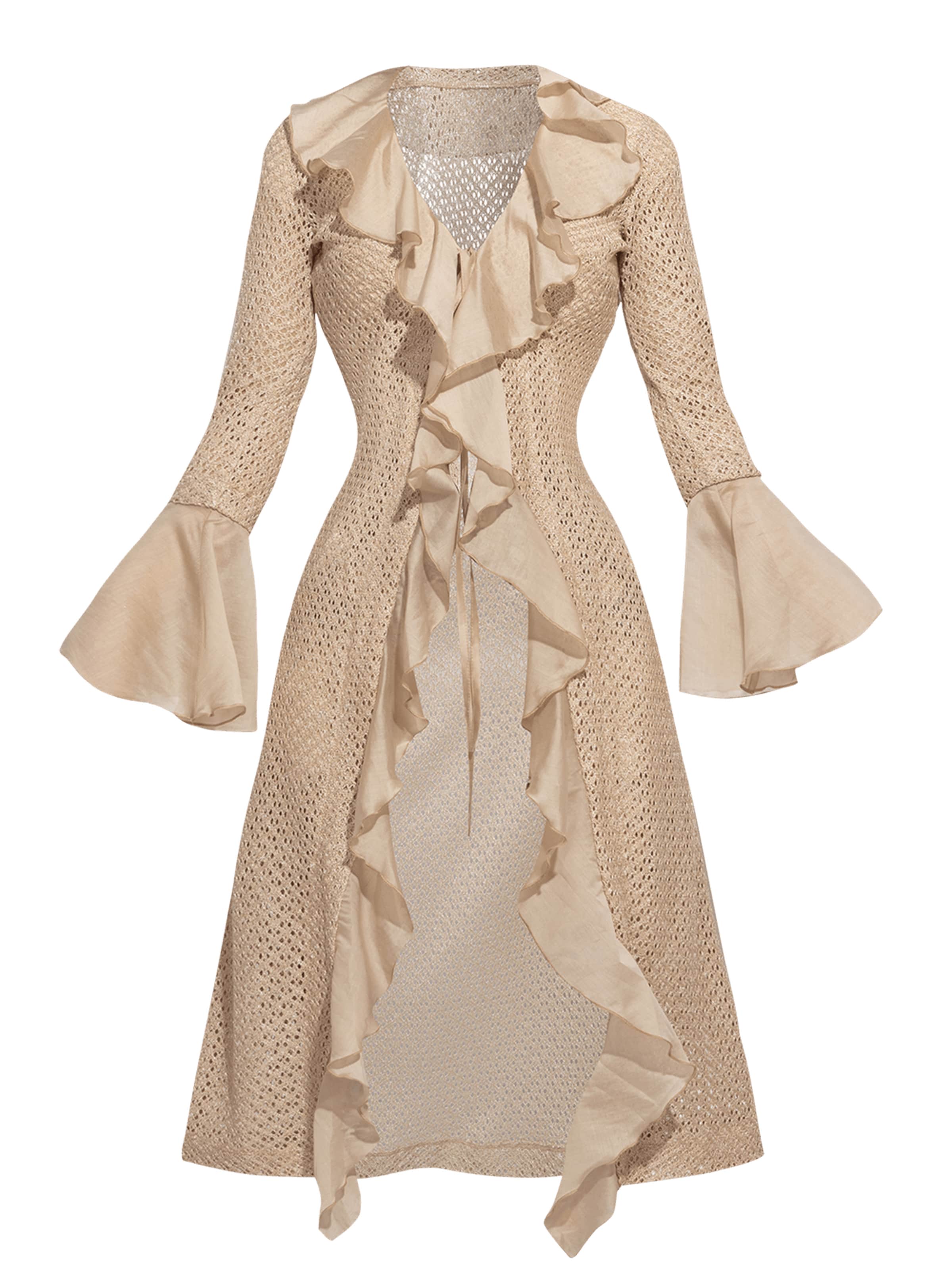 JIORO Gebreid vest 'ESSENTIALS' in Beige: voorkant