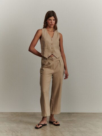 ABOUT YOU x Marie von Behrens Wide leg Pleat-front trousers 'Magdalena' in Beige