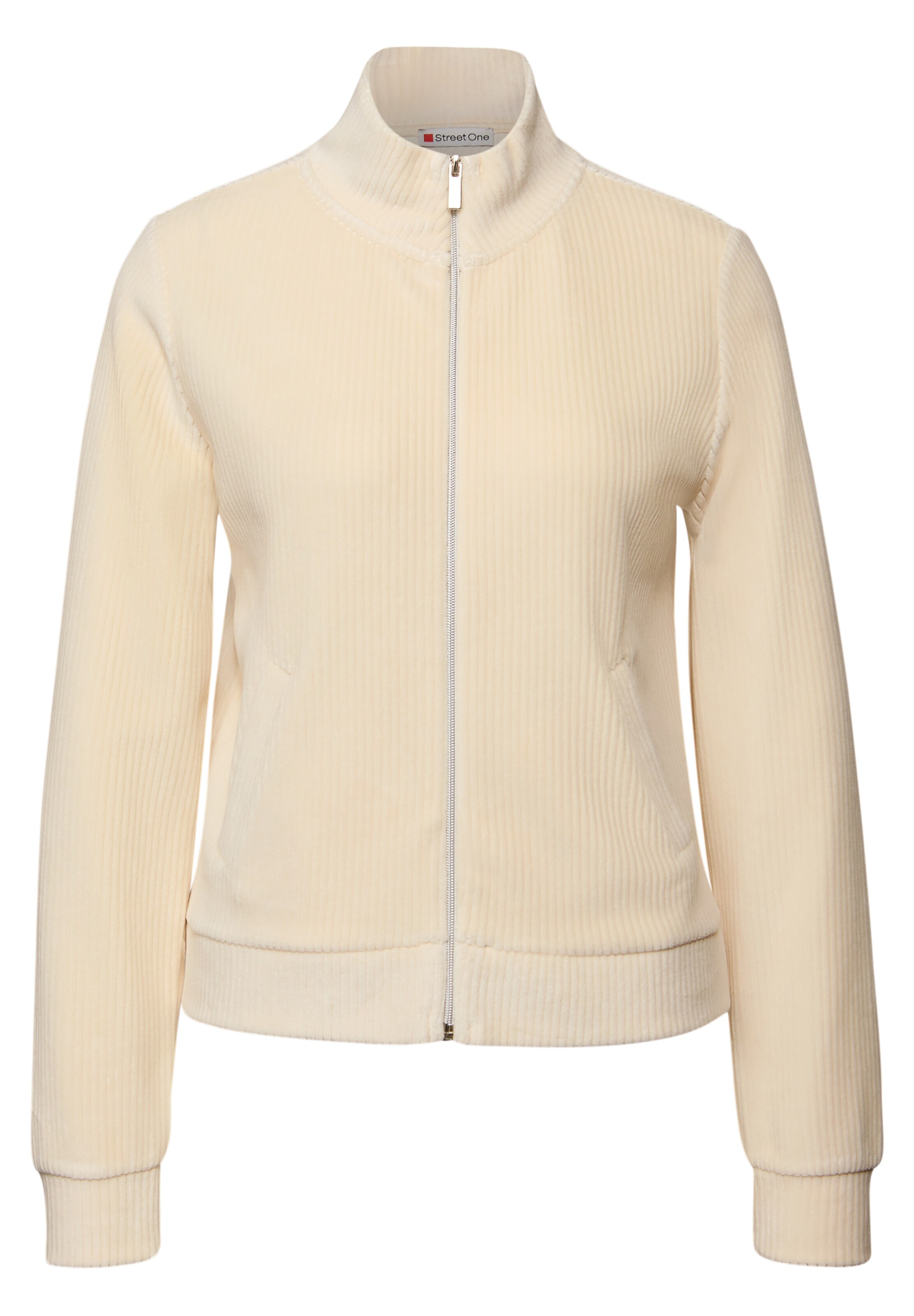 STREET ONE Zip-Up Hoodie in Beige: front