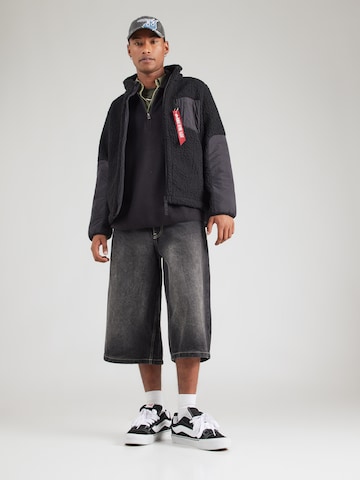 ALPHA INDUSTRIES - Chaqueta polar 'Sherpa Zip' en negro