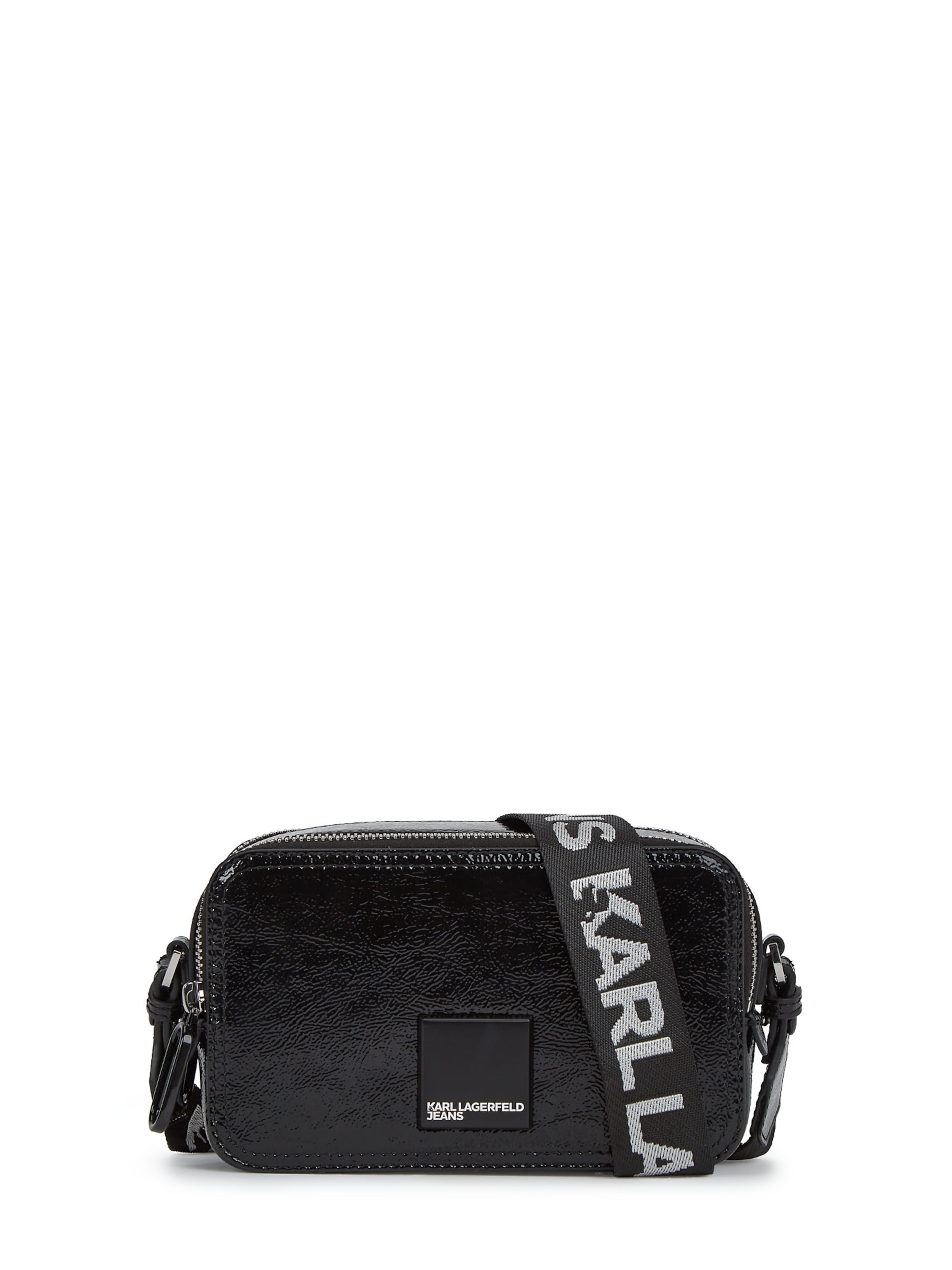juoda KARL LAGERFELD JEANS Rankinė su ilgu dirželiu ' Glänzende Kameratasche ': priekis