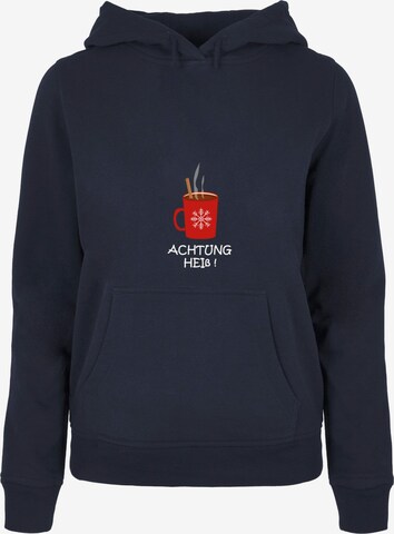 Merchcode Sweatshirt 'Achtung Heiss' in Blue: front