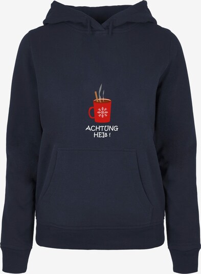 Merchcode Sweatshirt 'Achtung Heiss' in Navy / Blood red / White, Item view
