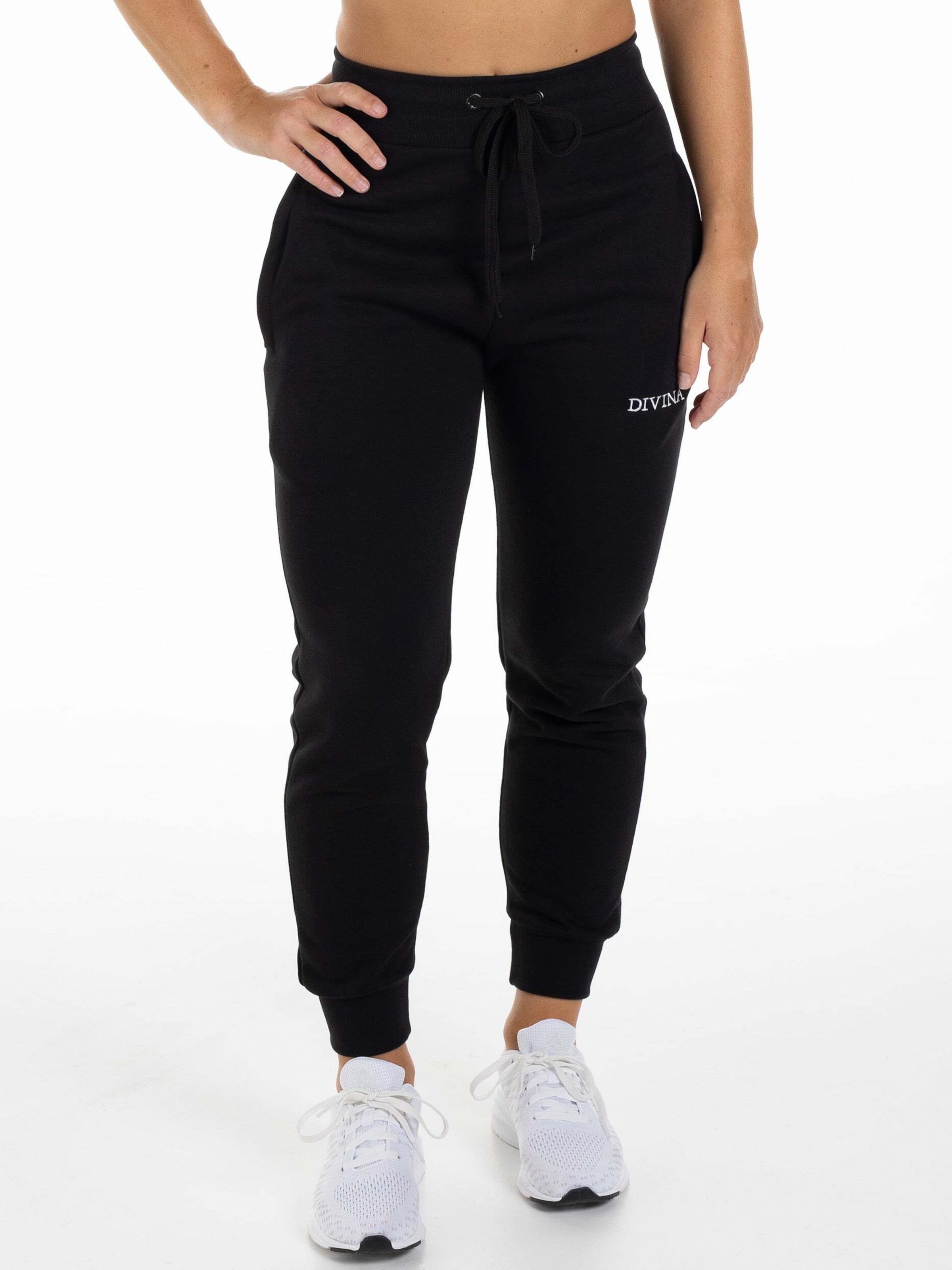Divina Tapered Broek 'Comfy' in Zwart: voorkant