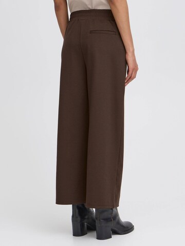 ICHI Wide leg Bandplooibroek 'Kate' in Bruin