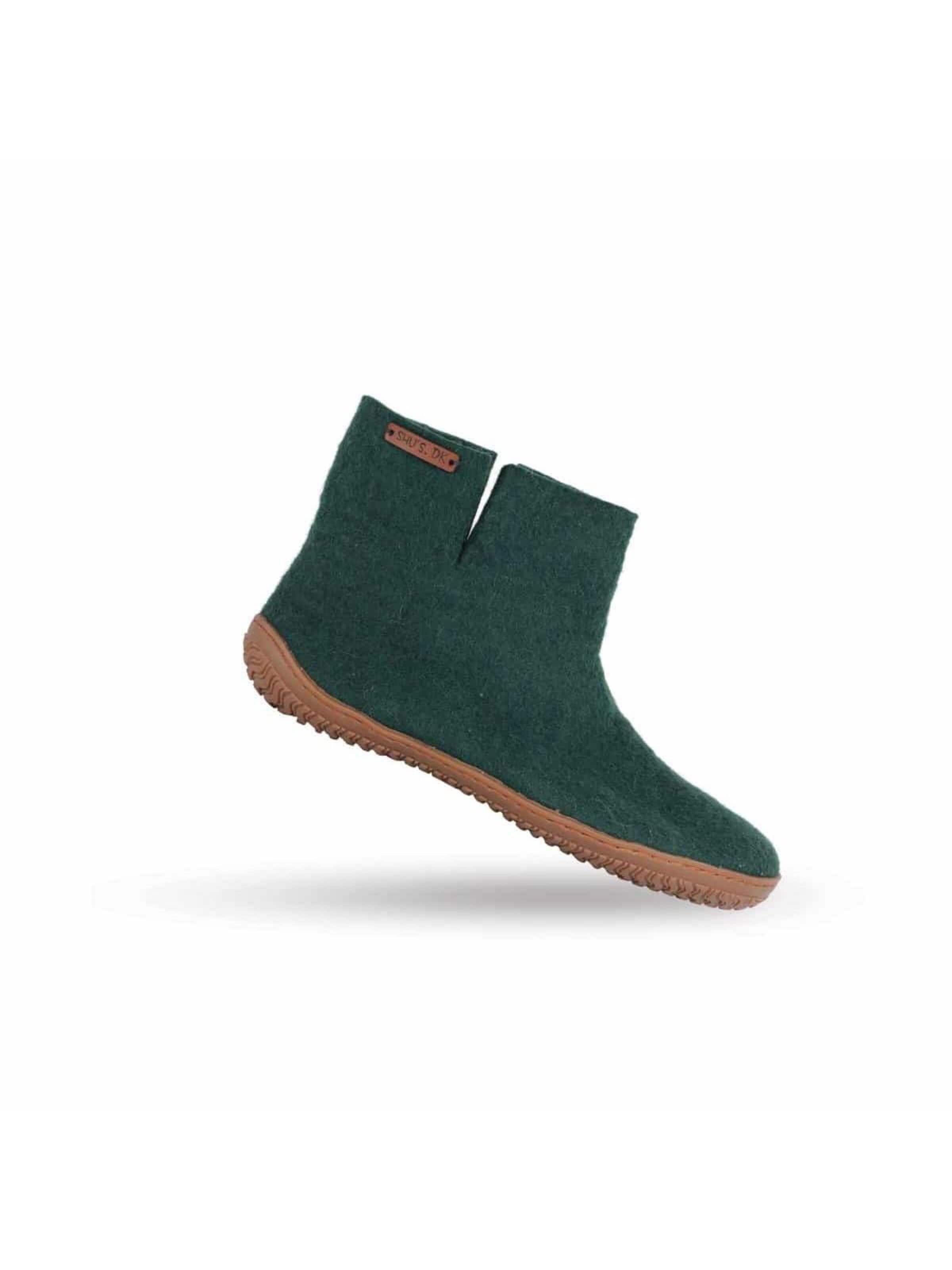 SHUS walk with nature Boots 'Uldstøvle (100% ren uld) m/gummisål - Dansk Design fra SHUS' in Groen