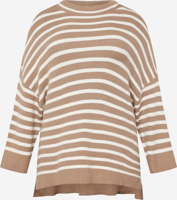 Fransa Curve Sweater in Beige: front