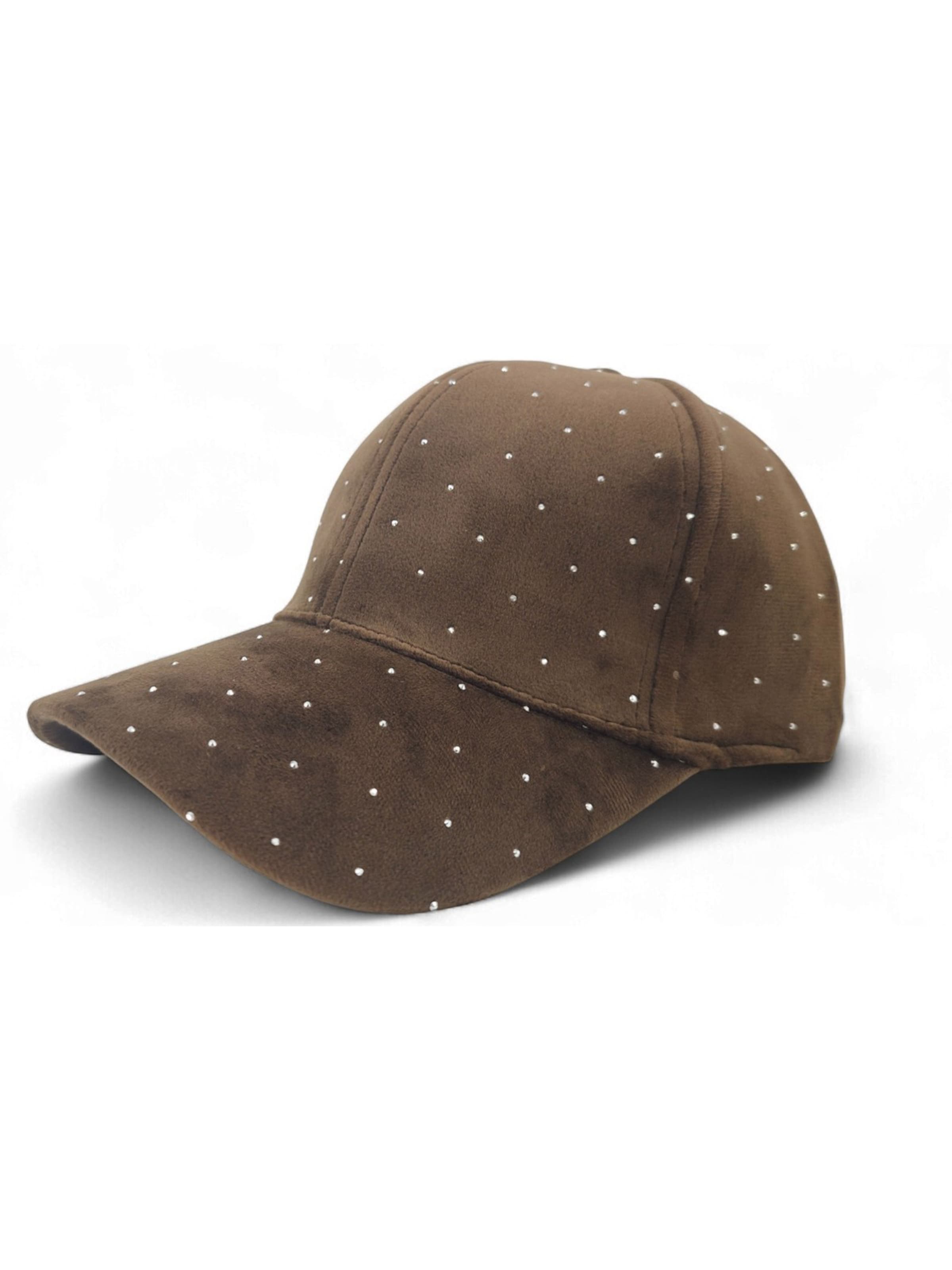 styleBREAKER Cap 'Samt Baseball Cap mit Strass'‌‌‌‌‌‌‌‌ in Braun: Vorderseite