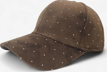 styleBREAKER Cap 'Samt Baseball Cap mit Strass' in Braun: Vorderseite