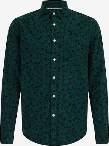 WE Fashion Regular fit Button Up Shirt in Green: front