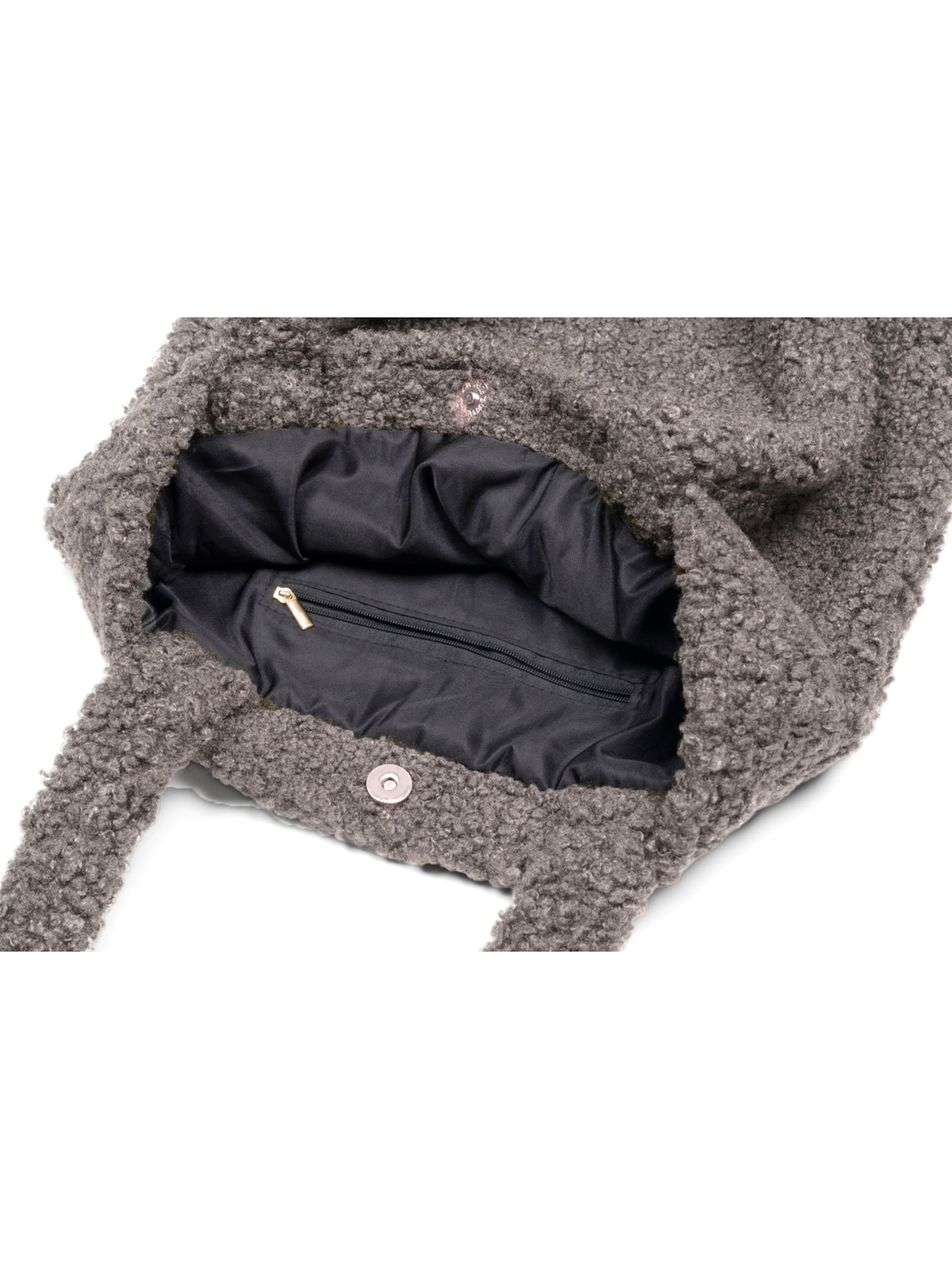styleBREAKER Shoulder Bag 'Teddyfell Beuteltasche' in Grey