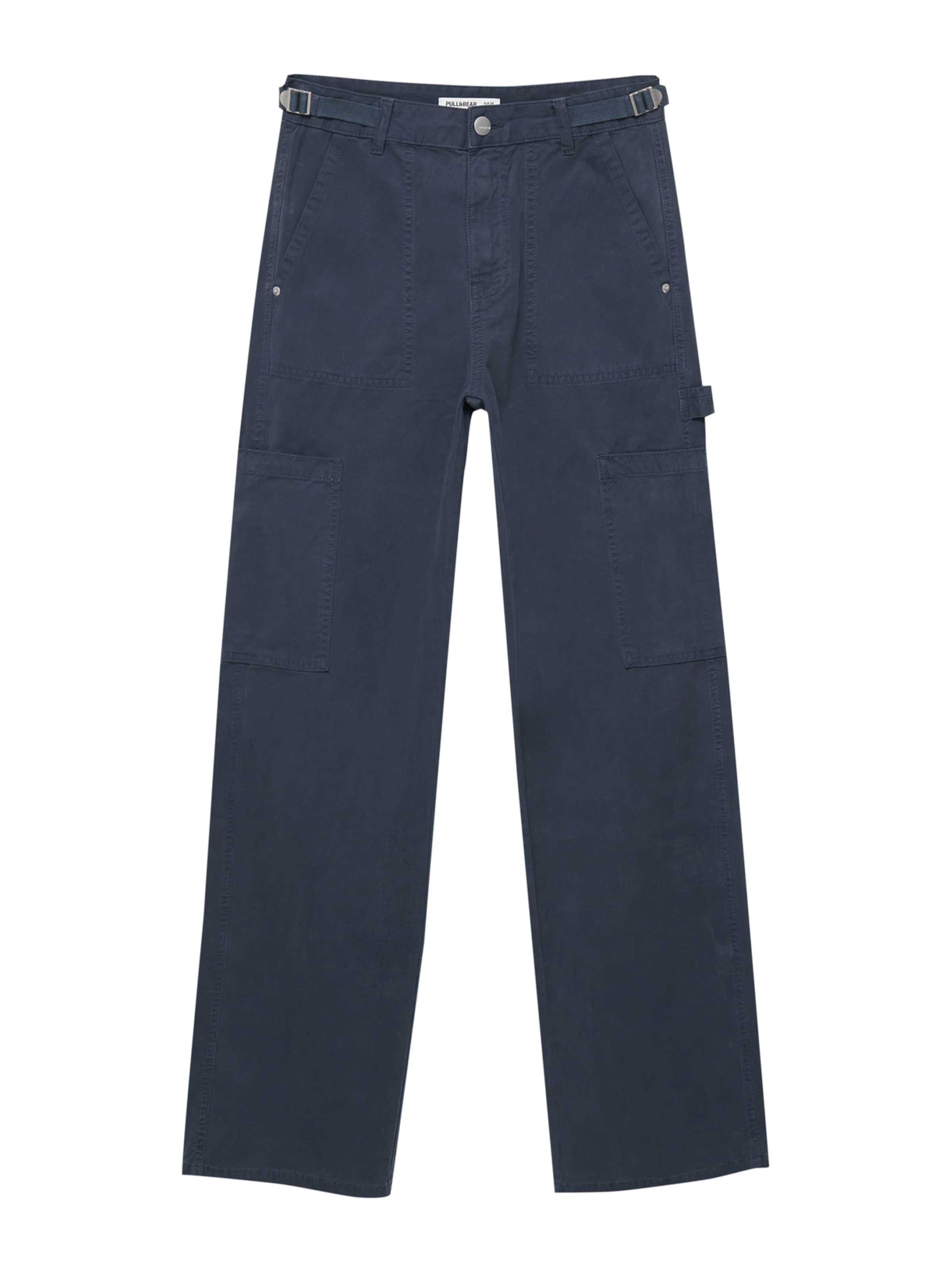 Pull&Bear Loose fit Trousers in Blue: front