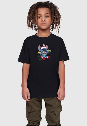 ABSOLUTE CULT Shirt ' Lilo And Stitch- Christmas Lights' in Zwart: voorkant