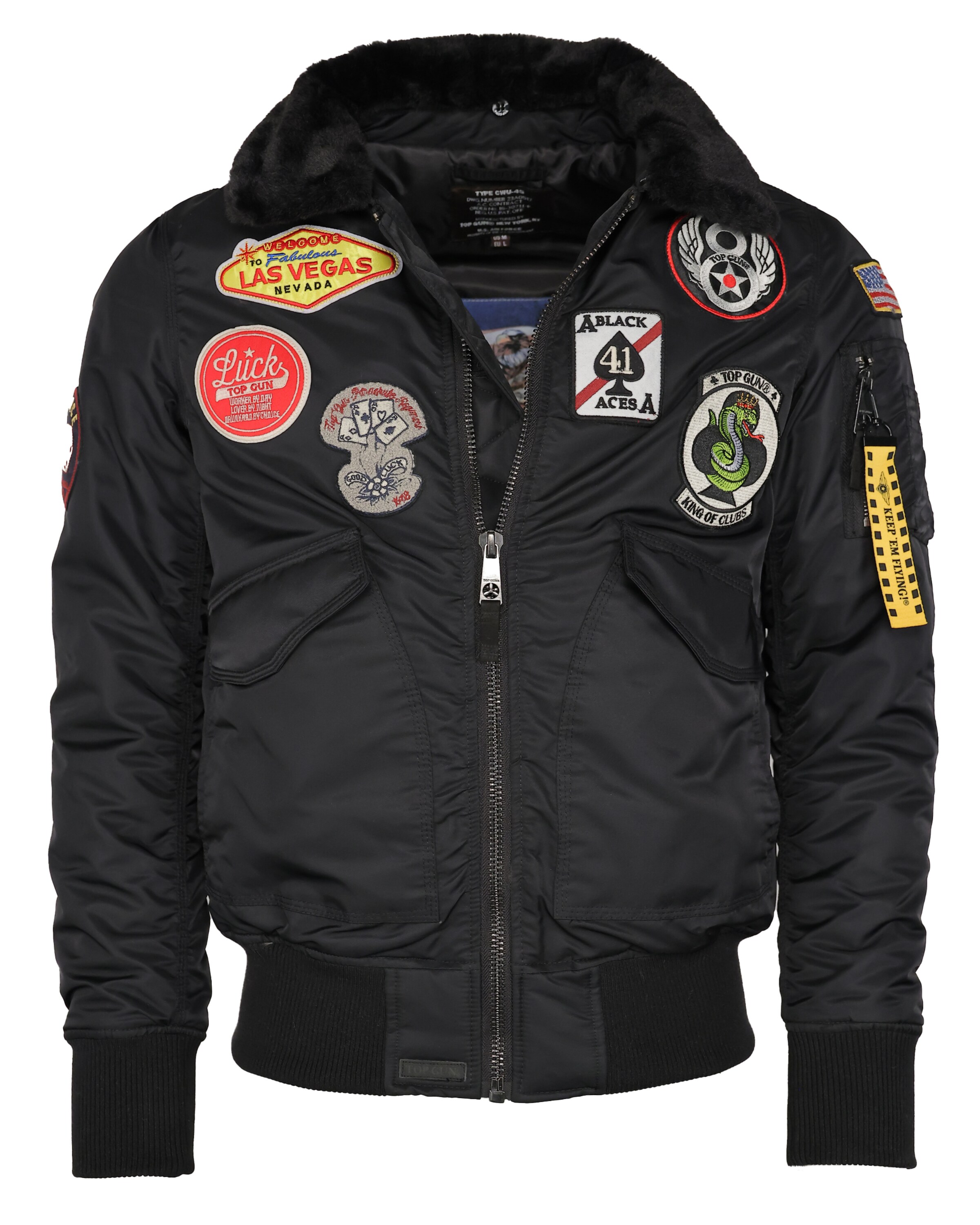 TOP GUN Bomberjacke ' TG20213032 ' in Schwarz: Vorderseite