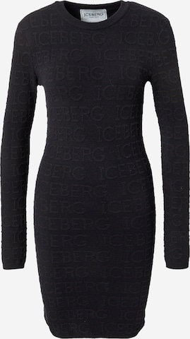 ICEBERG Stickad klänning i svart: framsida